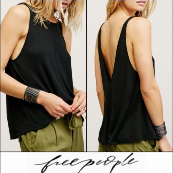 Free People Tops - Free People Sleek N Easy Tank Top High Neck V Back Oversized